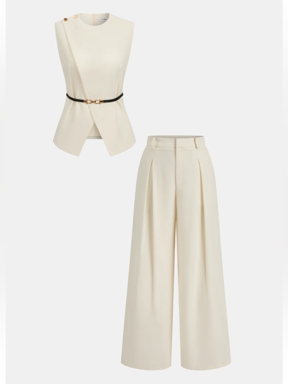 Commense Sleeveless Belted Top & Pleated Pants Set Size XL NWT - Picture 10 of 10